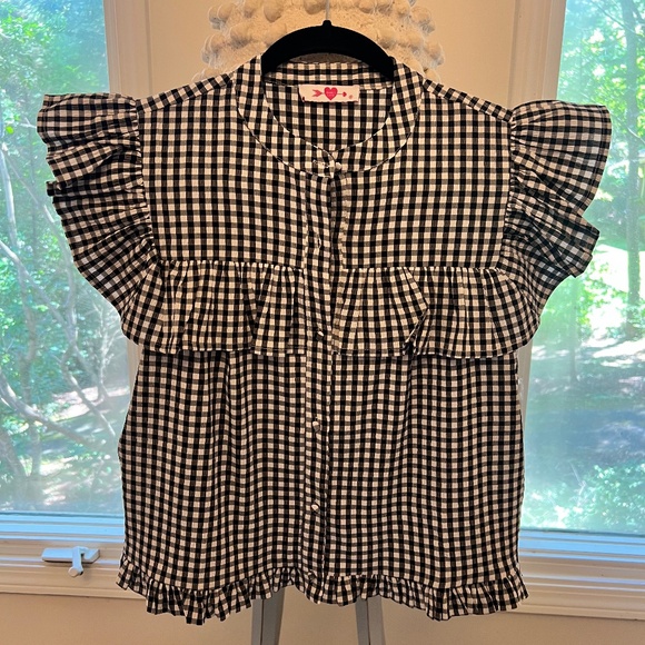 NWOT Black and White Gingham Check Top Size M - Picture 1 of 2